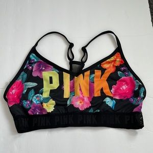 PINK Victoria’s Secret Ultimate floral black sports bra